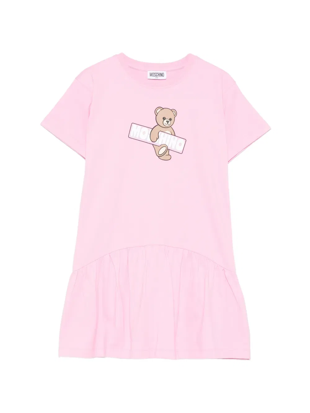 Платье с оборками и мотивом "мишка" Moschino Kids, розовый