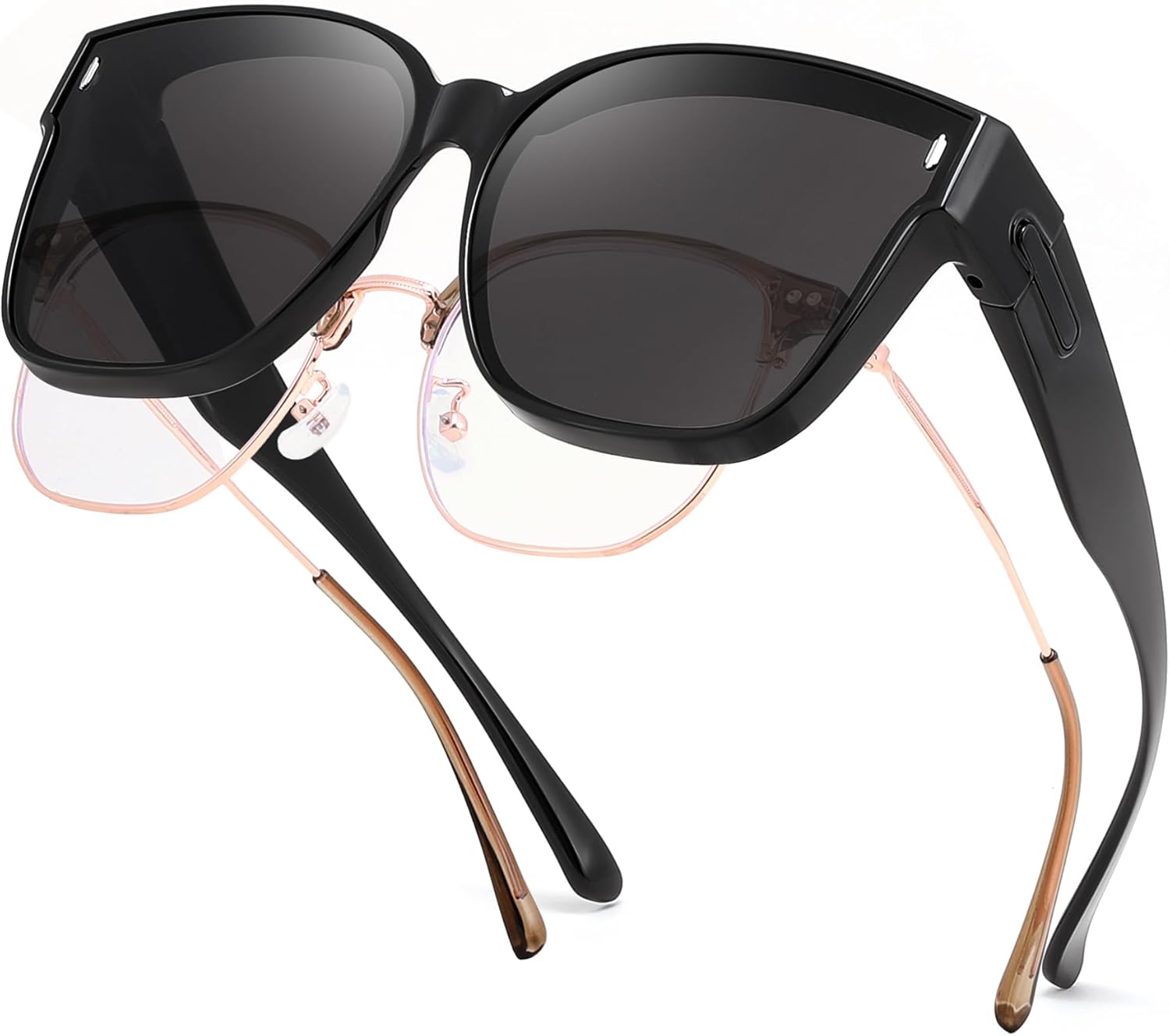 

Поляризованные солнцезащитные очки FEISEDY, надеваемые поверх обычных очков, для мужчин и женщин, большие квадратные солнцезащитные очки с защитой UV400, артикул B4187, Black