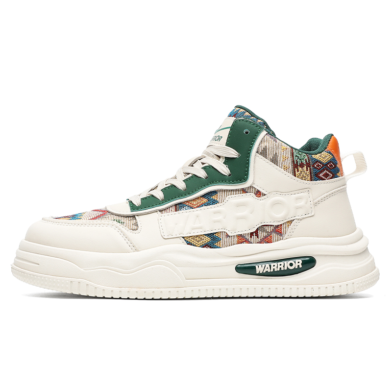 

Высокие скейтерские кроссовки мужские Mesh Height Increasing Abrasion Resistant WARRIOR, бежевый зеленый