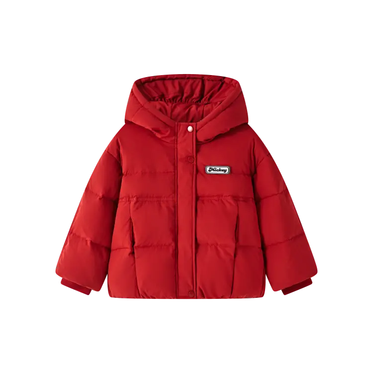 

Детская пуховая куртка с капюшоном, утепленные, ветрозащитные Disney, красный