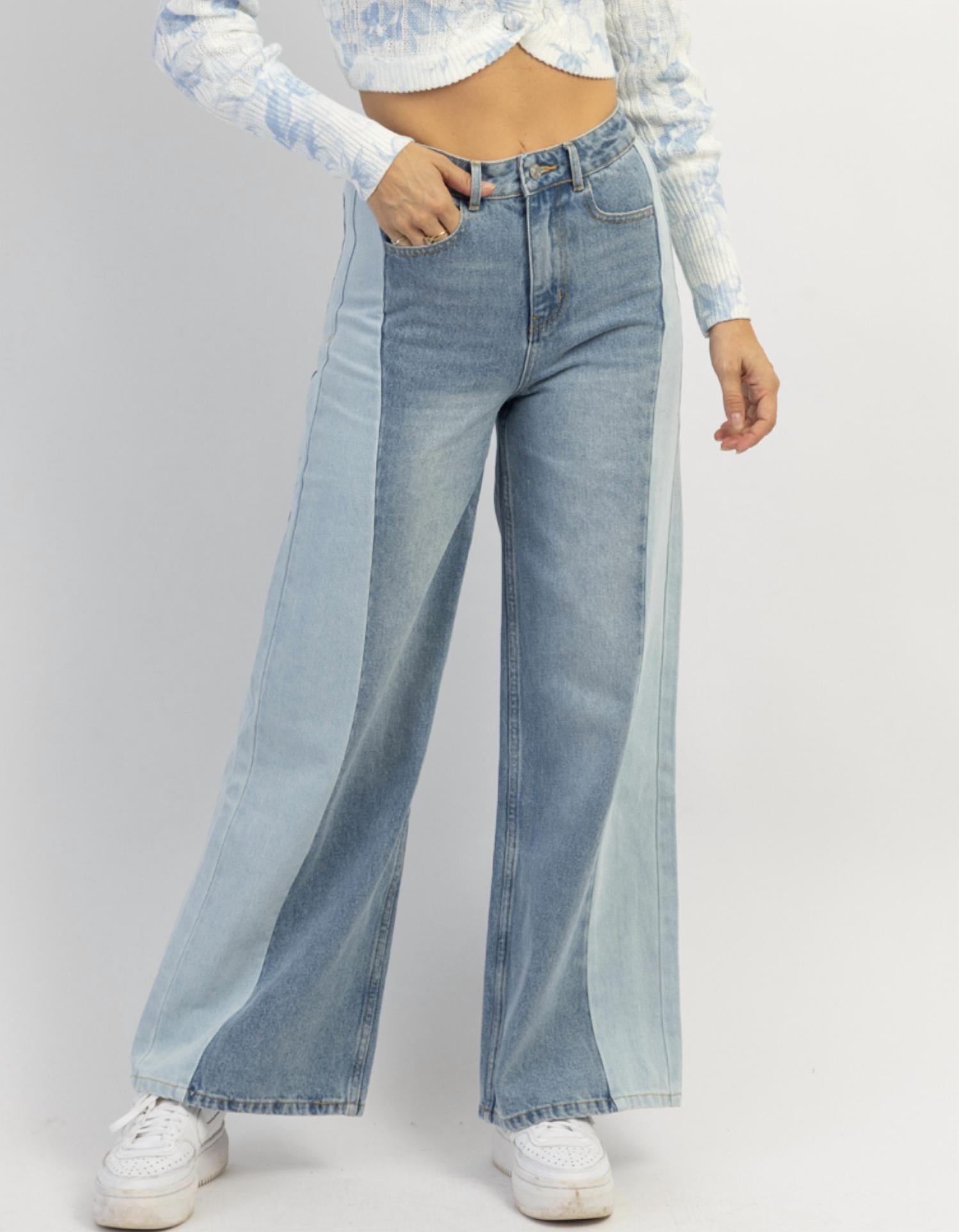 

Джинсы Lilana Colorblock Wide Leg в синем цвете PAPERMOON