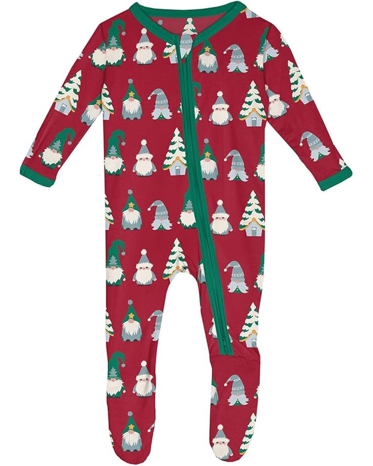 

Пижамные брюки Kickee Pants Kids Print Footie With 2 Way Zipper, цвет Crimson Gnomes
