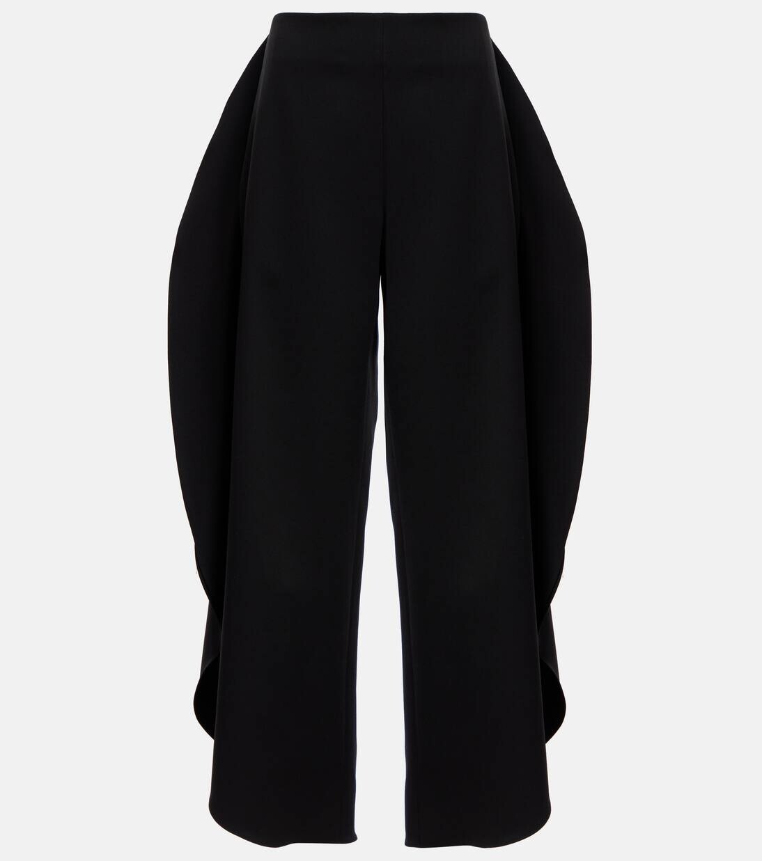 

Широкие шерстяные брюки с пелериной Alaïa, черный