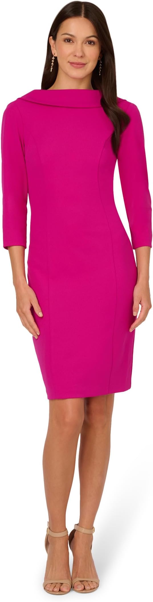 

Платье Adrianna Papell Rolled Neck Crepe Midi Dress, цвет Pink Flambe