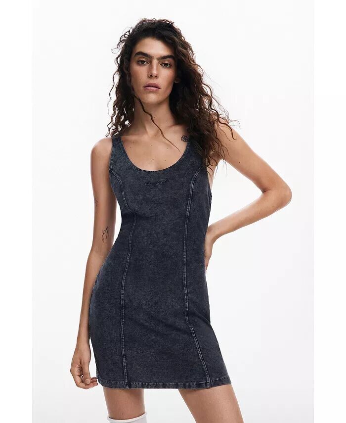 

Женское джинсовое платье с эффектом потертости Desigual, черный