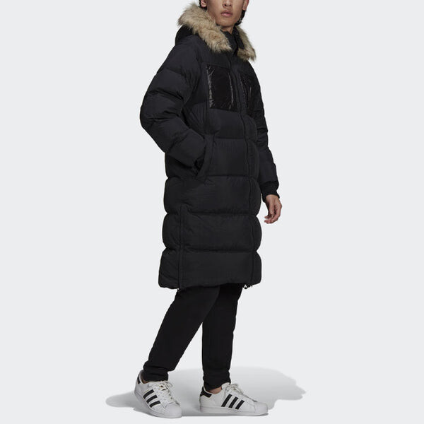 Пуховик adidas Regen Puff Long Casual Stay Warm Sports hooded down Jacket Black, черный — фото 4