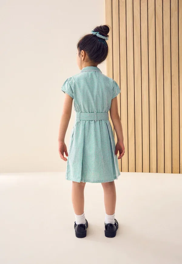 Платье-рубашка с бантом Gingham Next, зеленый — фото 2