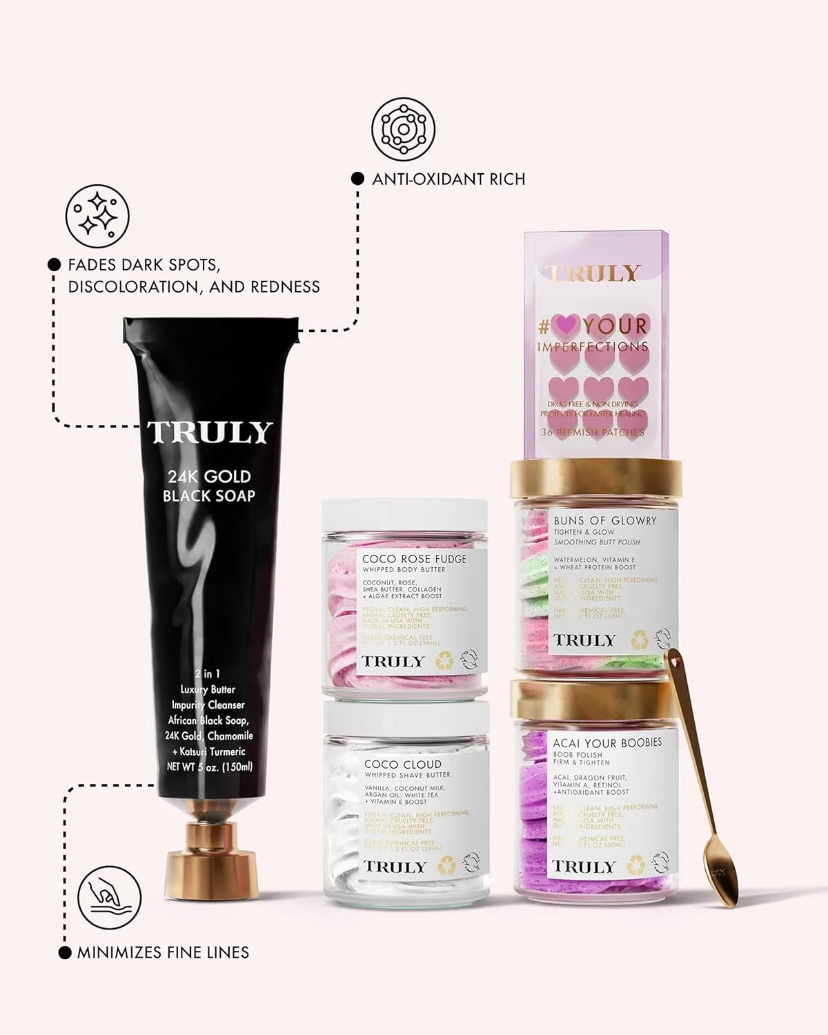 Черное африканское мыло Truly Beauty с 24-каратным золотом для лица и тела с ромашкой и куркумой - от прыщей, гиперпигментации и признаков старения - 140 г, black — фото 4