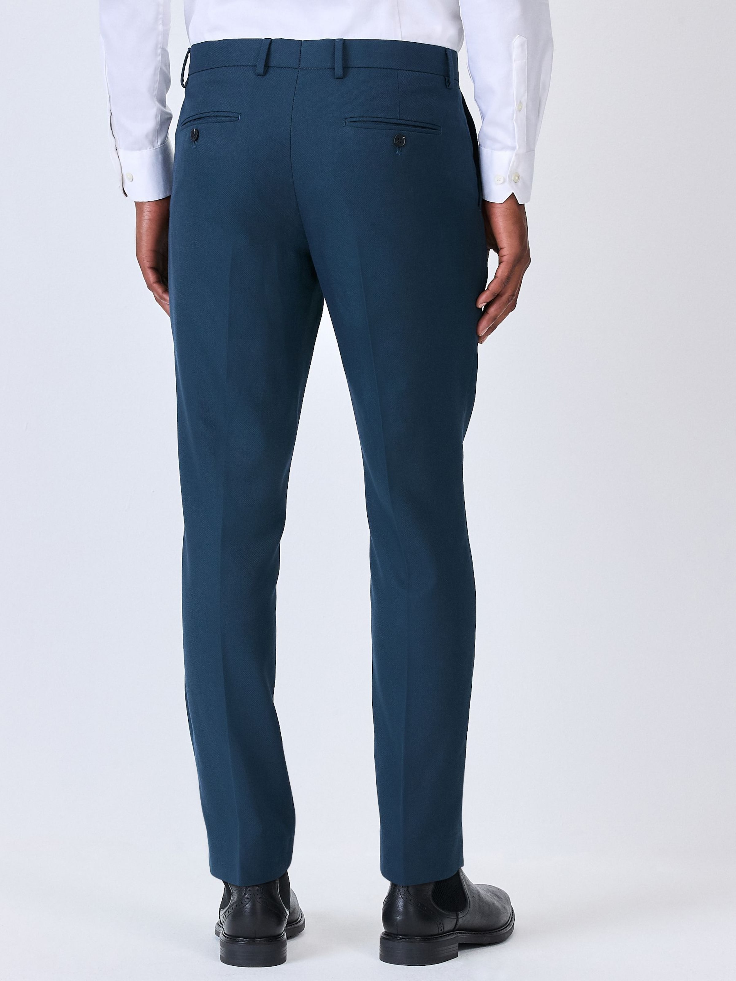 Next Брюки Slim fit с защипами в цвете Marine Blue — фото 4