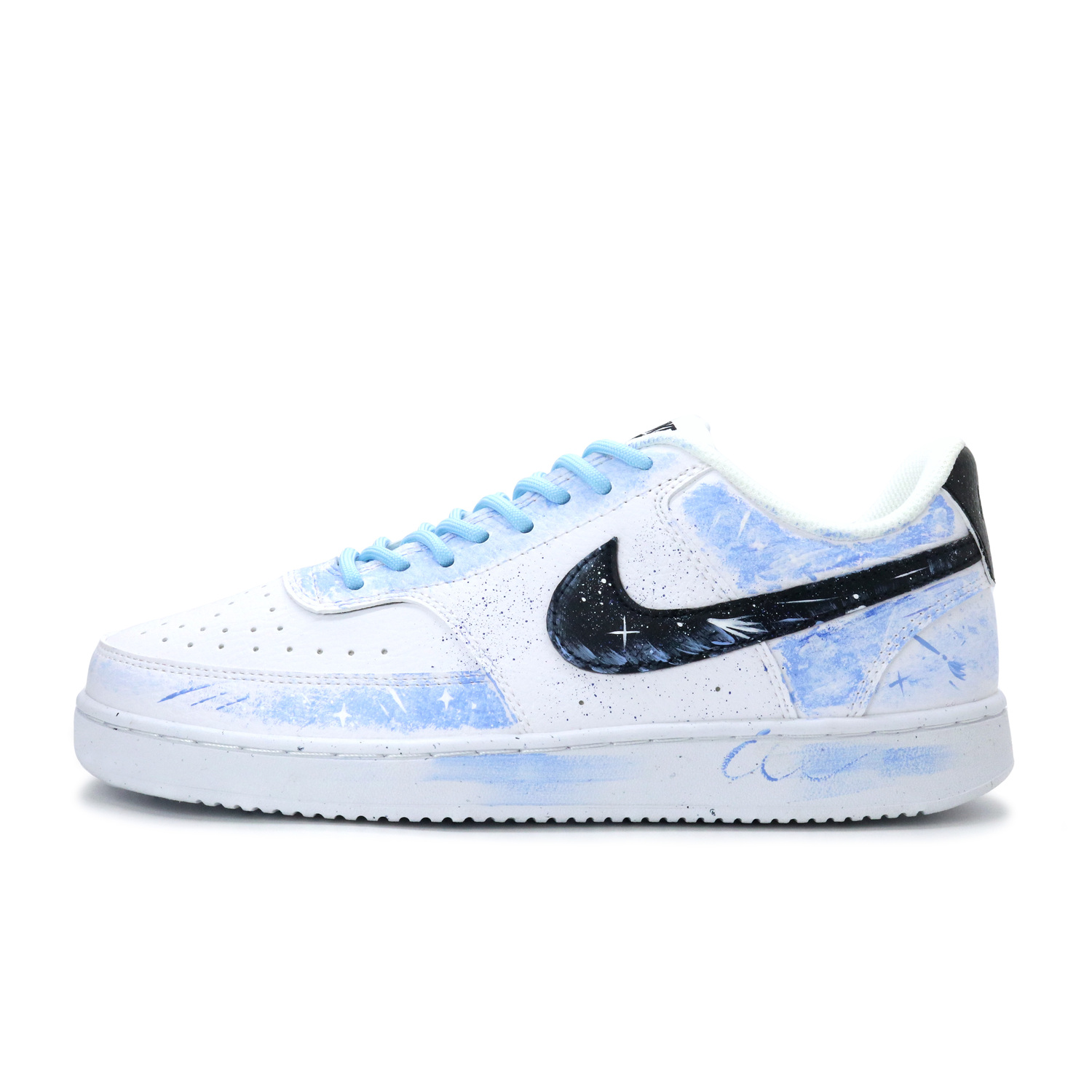 

Nike Кроссовки Court Vision 1 мужские низкие черно-бело-синие, цвет Black White Blue