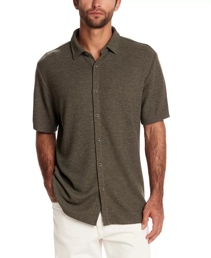 

Мужская рубашка с коротким рукавом из вафельного трикотажа и застежкой на пуговицы спереди Weatherproof Vintage, зеленый