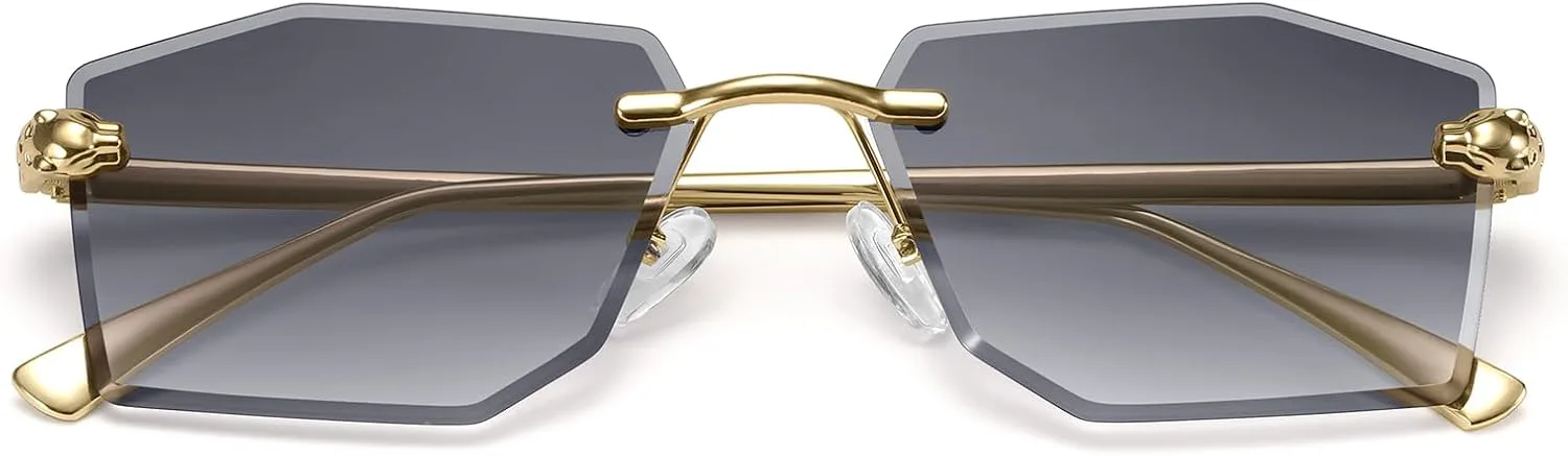 

Солнцезащитные очки Dollger без оправы, прямоугольной формы, модные, для женщин и мужчин, с металлическими линзами, прозрачные, в стиле Y2k, Gradient Grey