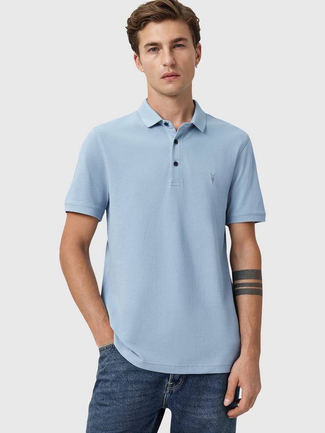 

Reform Slim Fit хлопковая поло AllSaints, Light Blue