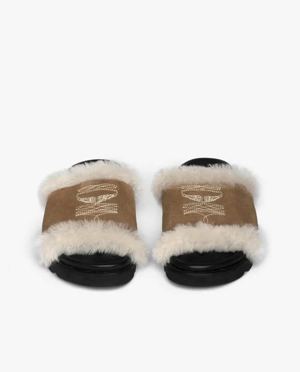 Женские мюли Teddy Bare с черной замшей и меховой подкладкой Zadig & Voltaire — фото 4