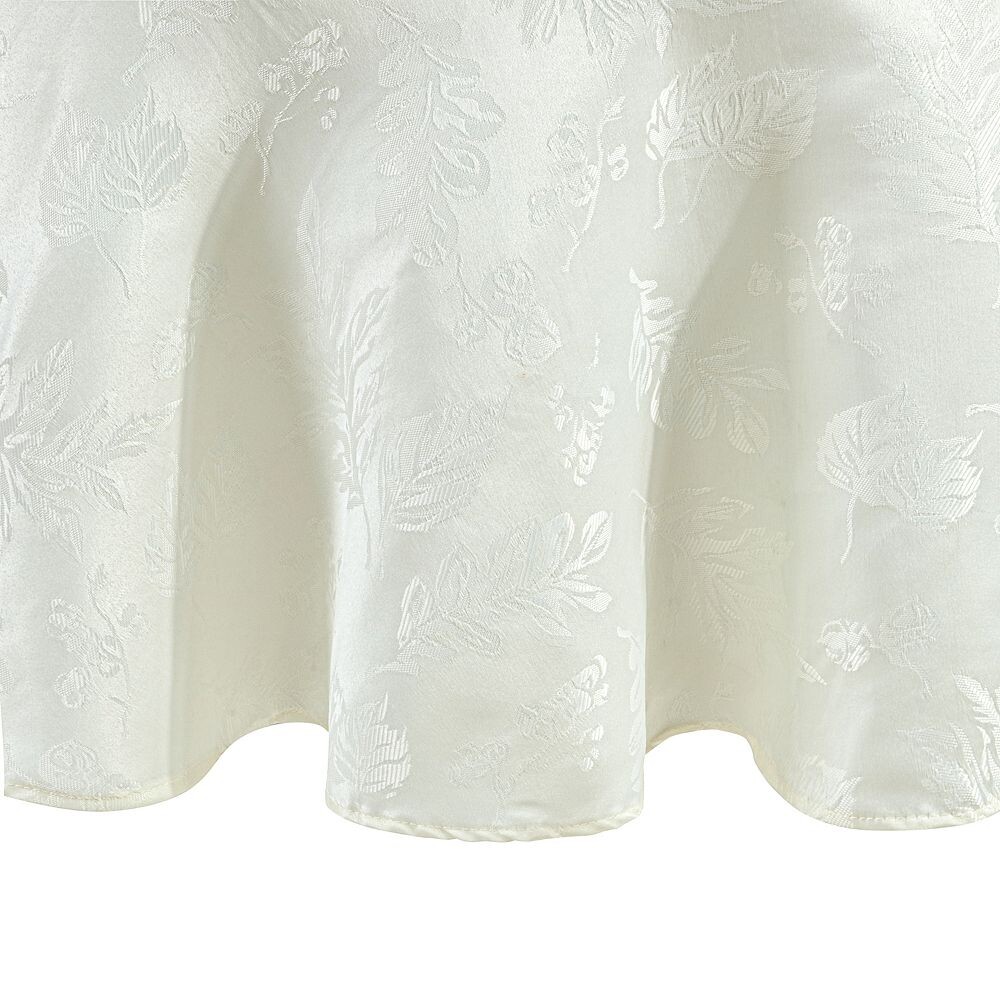 

Elrene Home Fashions Элегантная тканая круглая скатерть из жаккардового дамасской листьев, цвет Ivory