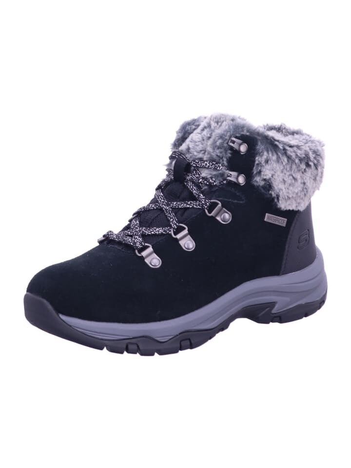

Сапоги Skechers Damen warm Lace Up Faux Fur Cuff W/, черный