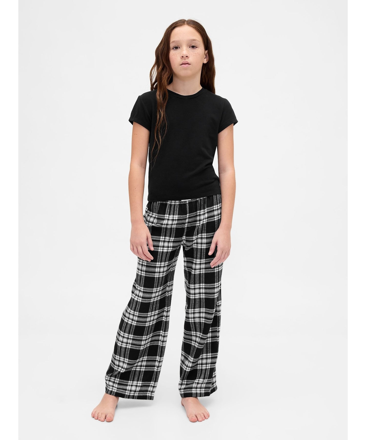 (K) Пижамные штаны из переработанной фланели (детские) GAP, FS BLACK WHITE PLAID