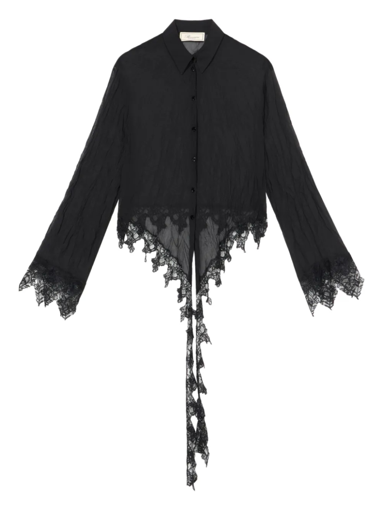 

Blumarine прозрачная рубашка с кружевом, черный