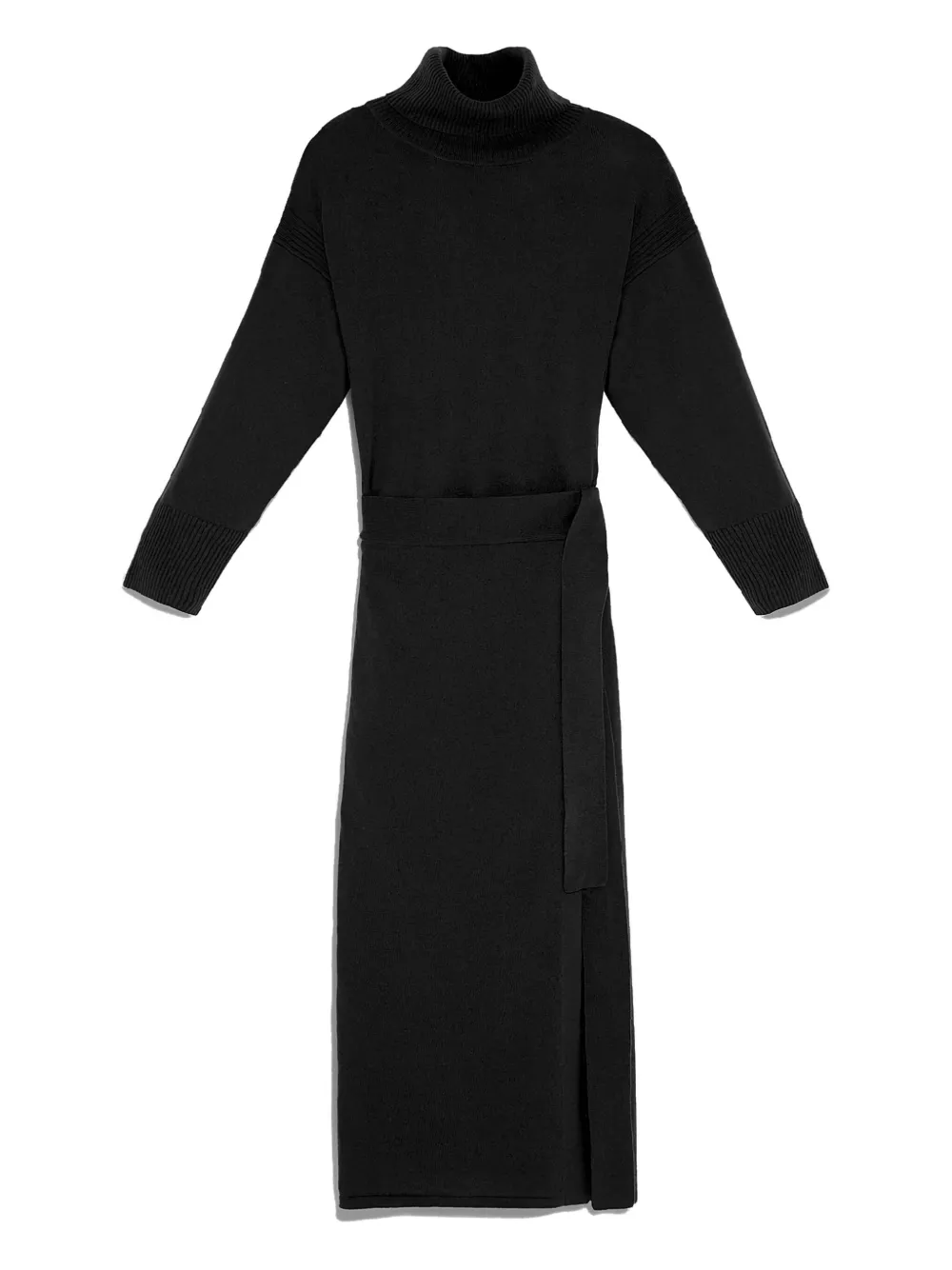 

Платье с воротником-гольф и поясом Yves Salomon, черный