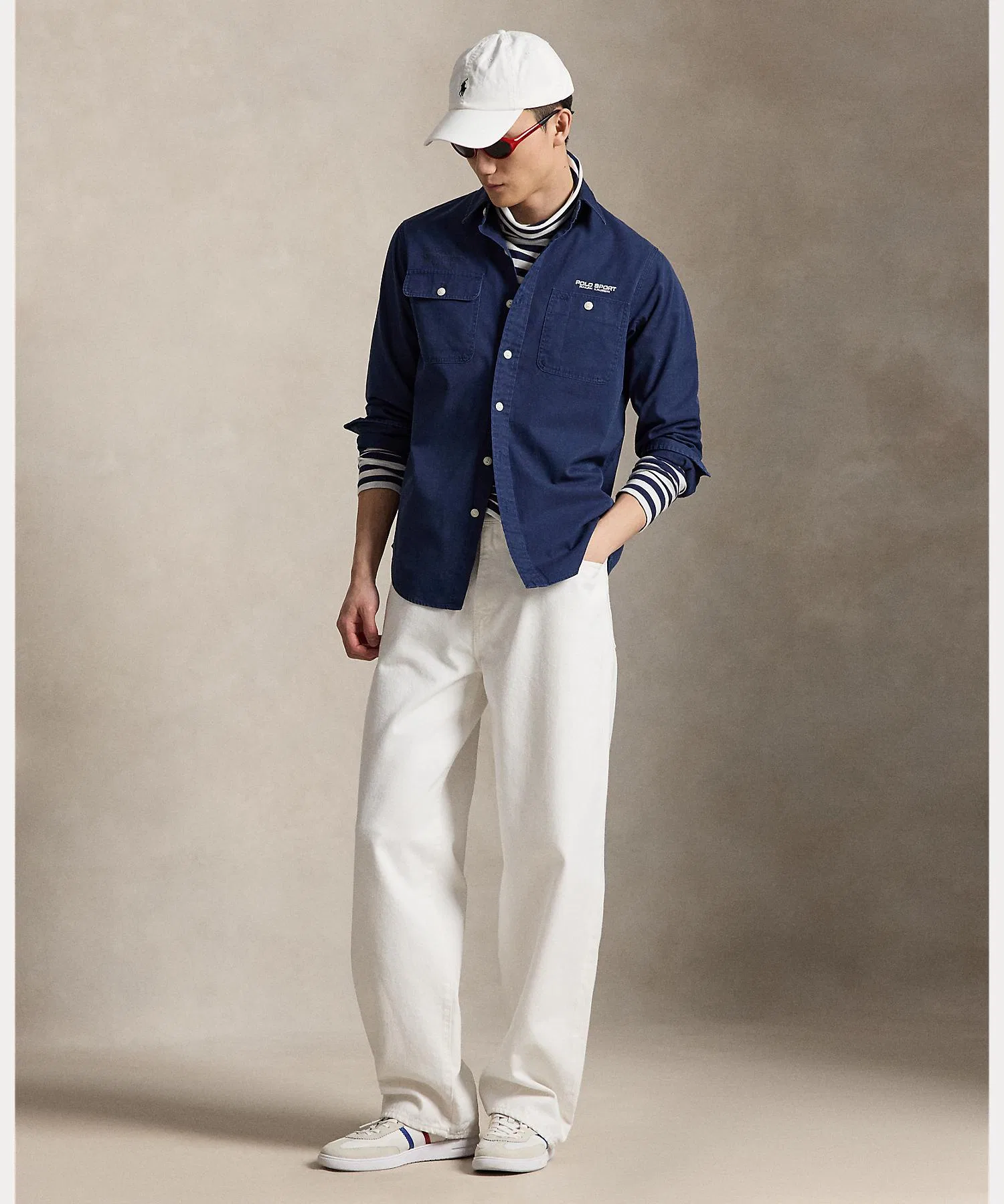 Мужская хлопковая рубашка Polo Sport POLO RALPH LAUREN тёмно-синяя — фото 3