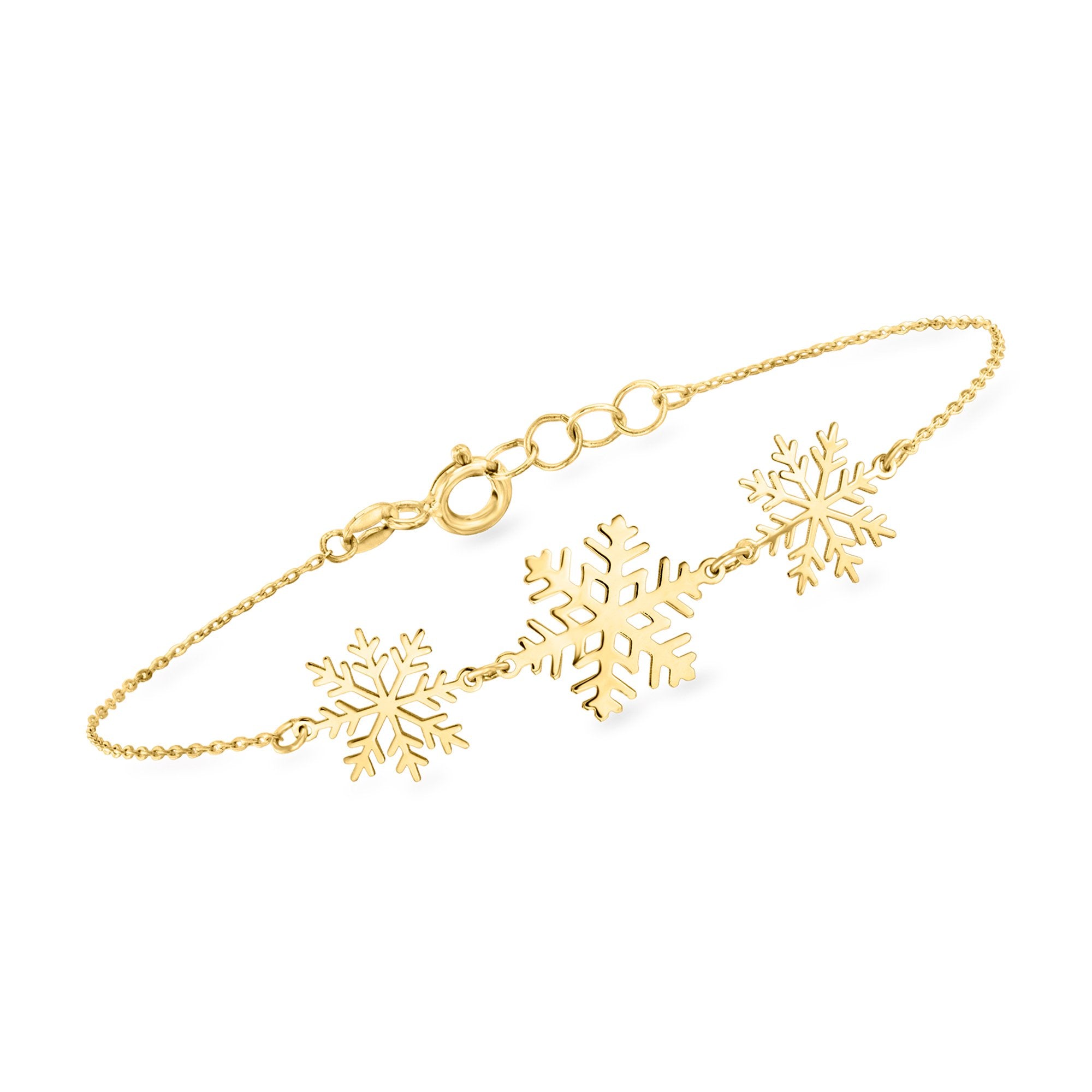 

Браслет-трио Ross-Simons Italian Snowflake из 10-каратного желтого золота Ross-Simons, 7.5 In