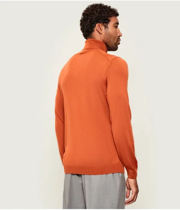 Шерстяная водолазка Musso-P slim fit Boss, оранжевый — фото 3