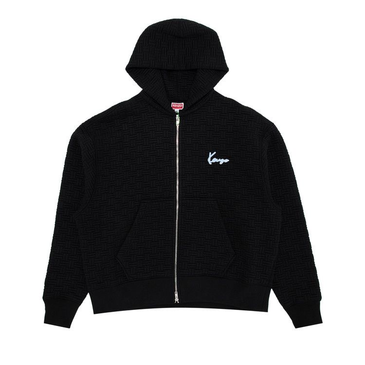

Худи Kenzo Weave Embroidered Boxy Full Zip Hoodie, Black