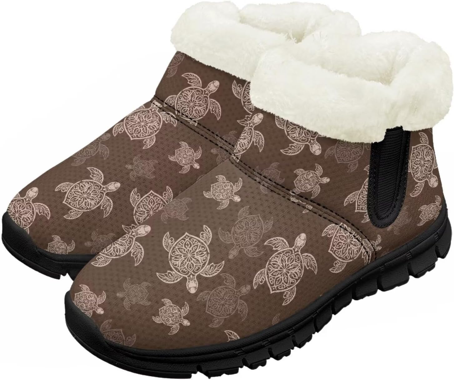 

Детские водонепроницаемые зимние ботинки для снега - теплые, с меховой подкладкой для мальчиков и девочек (малыши/маленькие дети/старшие дети), черная подошва Pzuqiu, Sea Turtle