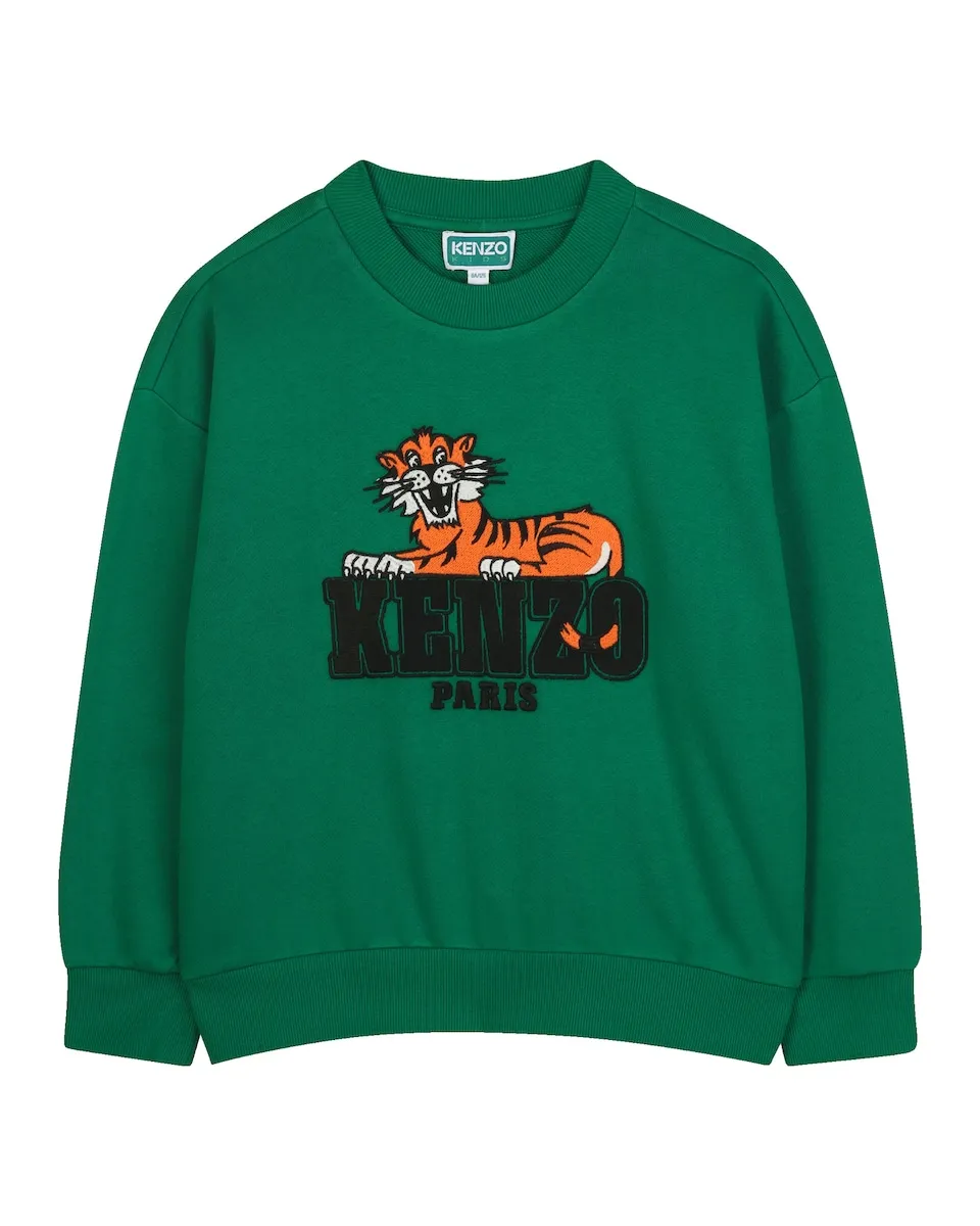 

Детский свитер зеленого цвета из хлопка Kenzo Kids