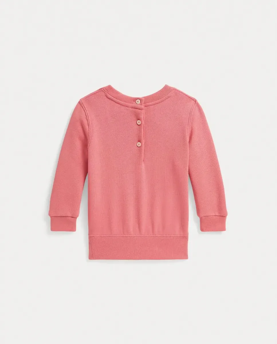 Детская толстовка для девочки с круглым вырезом и медвежонком Поло Polo Ralph Lauren, коралловый — фото 2