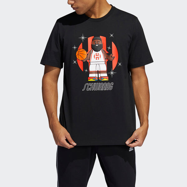 Футболка Adidas x LEGO Harden Tee 'Black White Orange', черный — фото 2