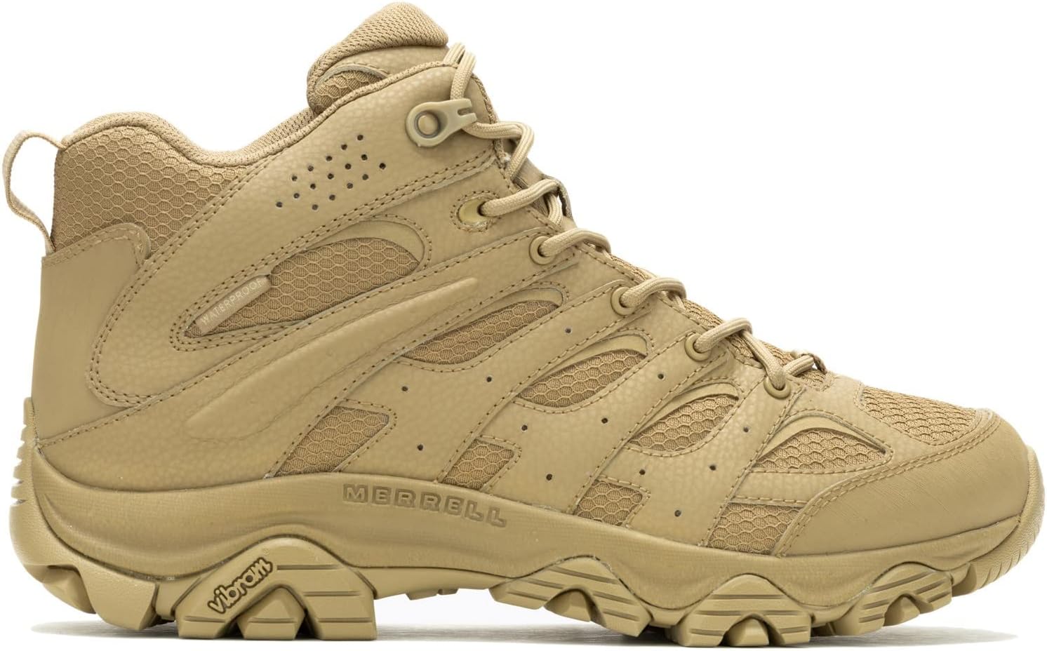 Мужские тактические ботинки Merrell Moab 3 Mid с водонепроницаемой мембраной, верх из лакированной кожи и сетки, для боевых действий, походов и работы, Dark Coyote — фото 2