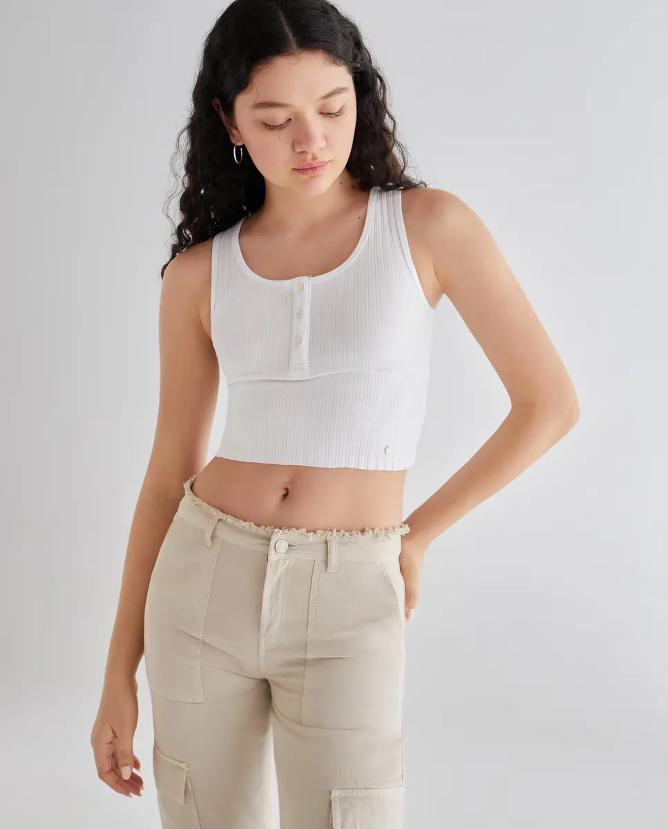 

Женская футболка без рукавов на пуговицах Green Coast, цвет Blanco Roto