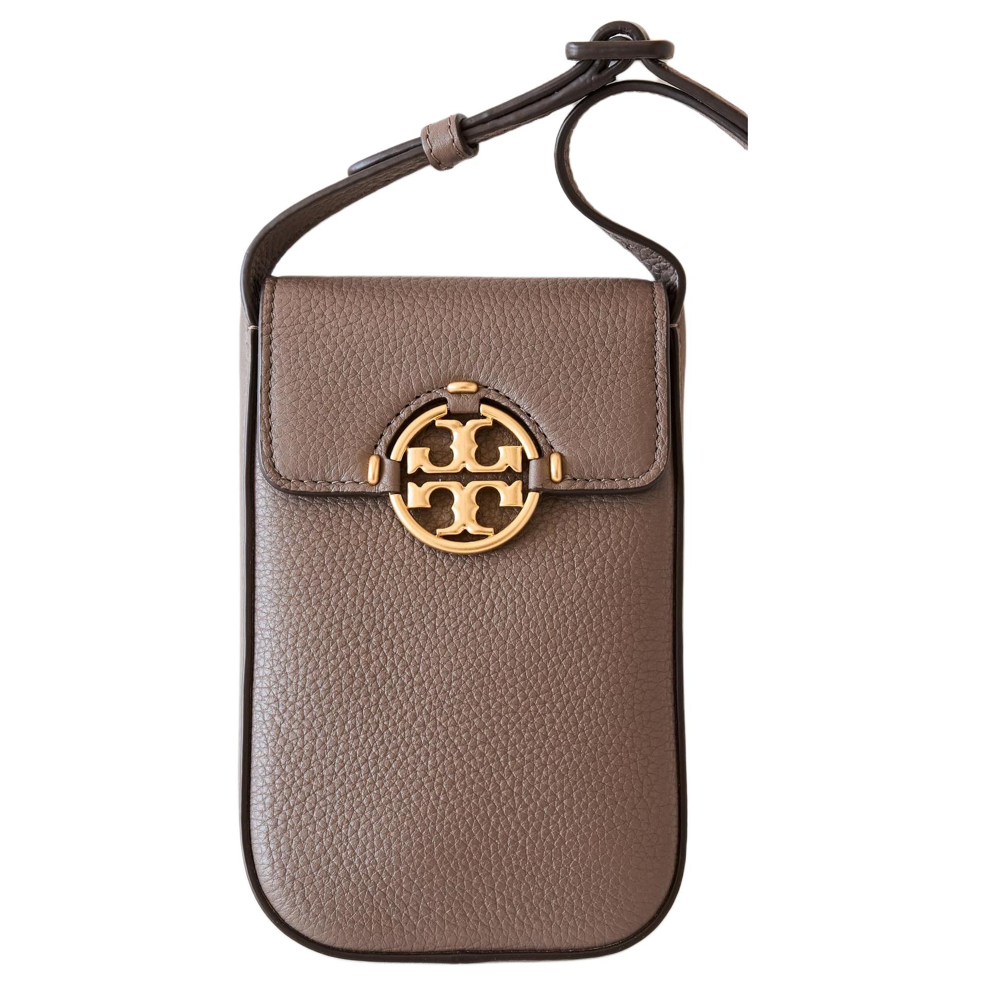 

TORY BURCH Миллер Личи зернистая кожаная наплечная сумка через плече сумка чехол для телефона женская умбра
