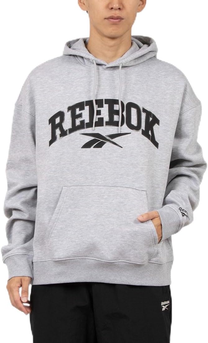 

Мужская толстовка Reebok с капюшоном, большой логотип, светло-серый