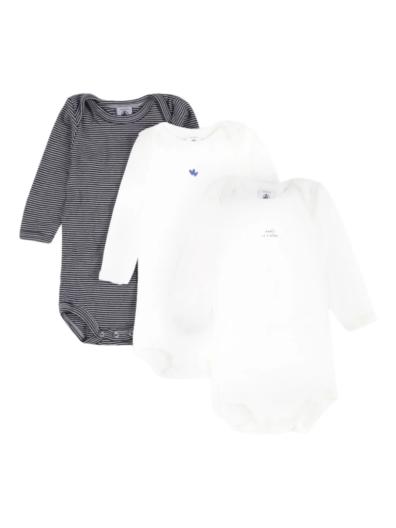 

Боди в полоску Petit Bateau (комплект из трех штук), белый