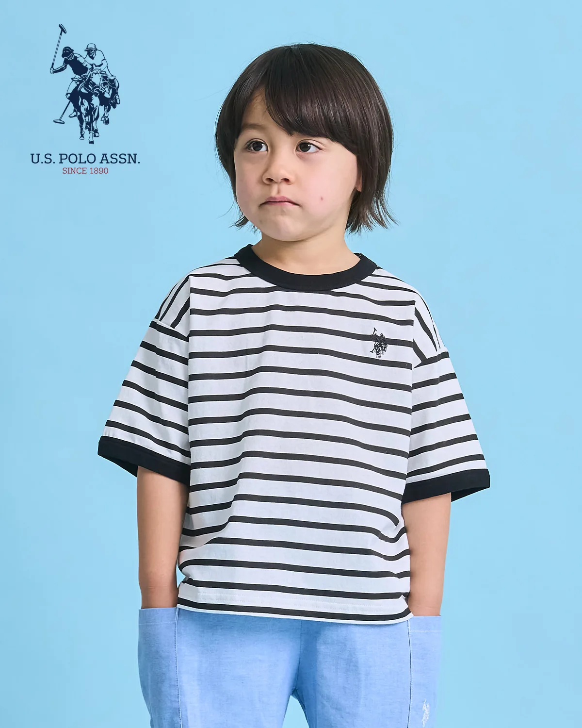 Детская футболка U.S. POLO ASSN. с логотипом и принтом разноцветная