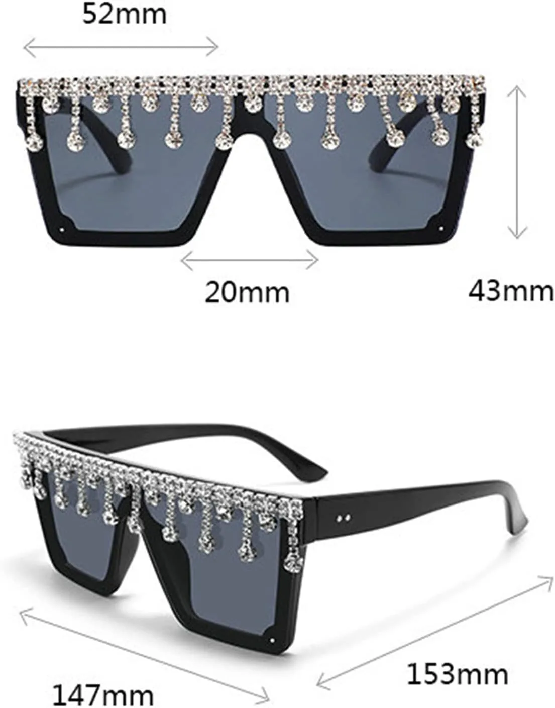 

Солнцезащитные очки Willochra класса люкс с плоской верхней частью, украшенные стразами, с крупными бриллиантами, модные очки для вечеринок и женщин, Black Leopard