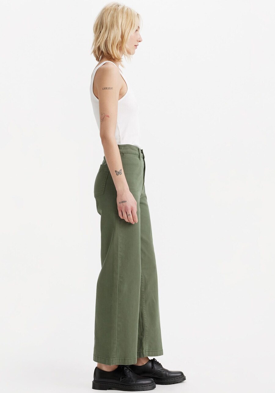 Тканевые брюки LEVI'S  Wide leg Pants, оливковый — фото 4