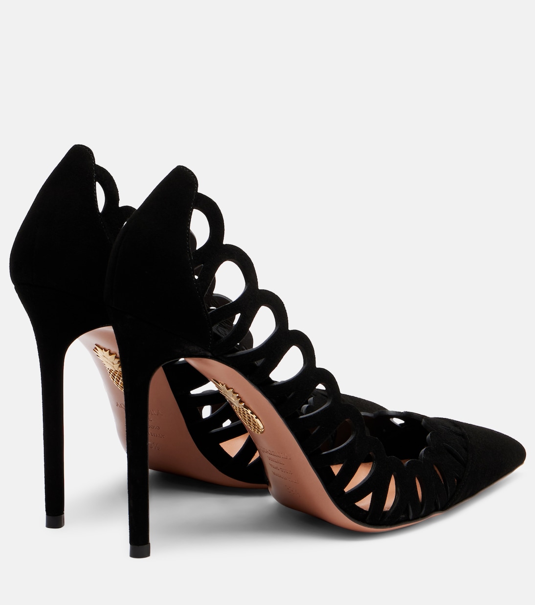 Туфли Peep 105 из кожи с фестончатым краем Aquazzura, черный — фото 2