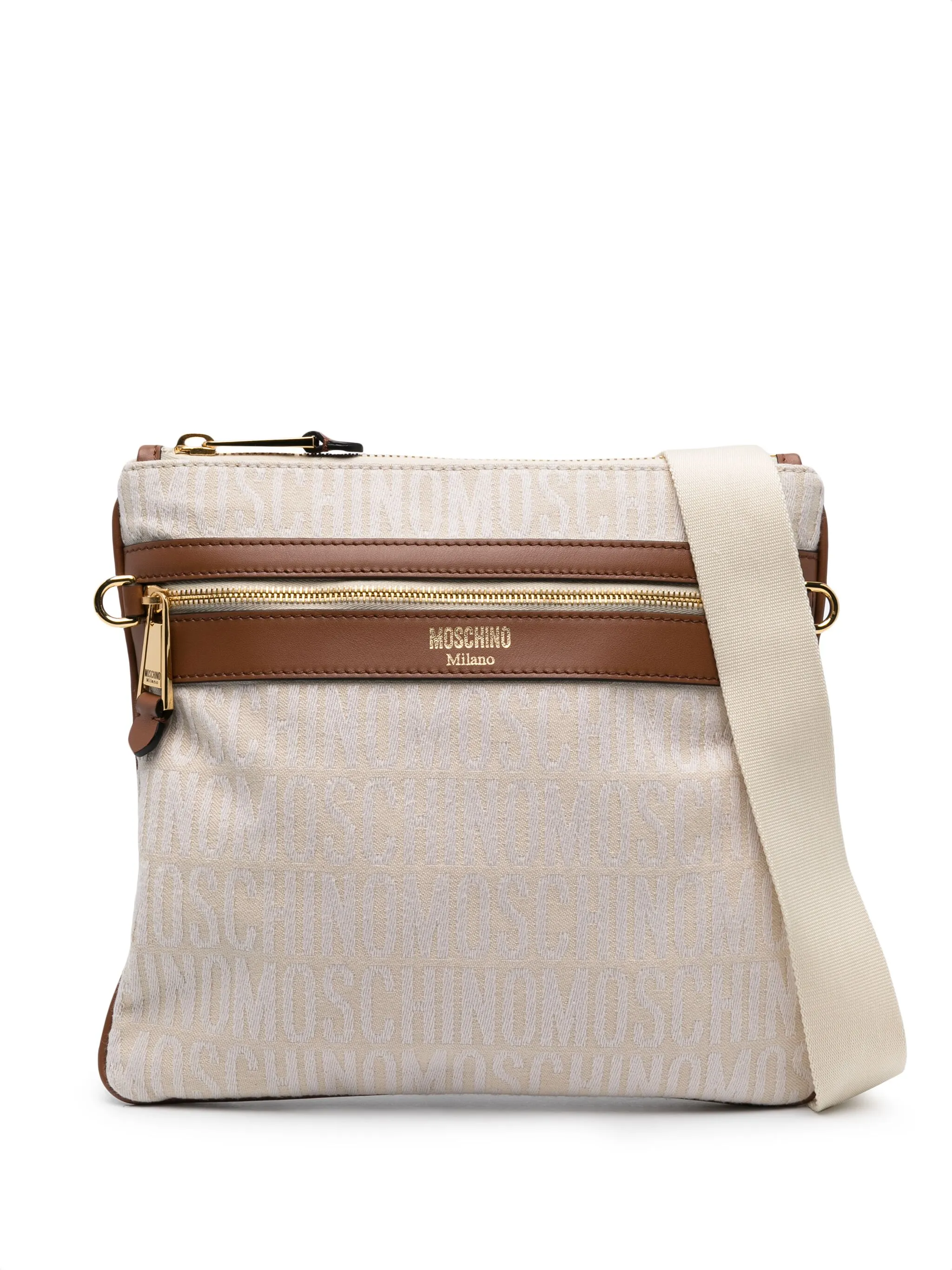 

Жаккардовая сумка через плечо с монограммой Moschino, нейтральный