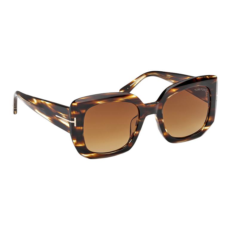 TOM FORD Квадратные солнцезащитные очки Carla, Tortoiseshell — фото 3