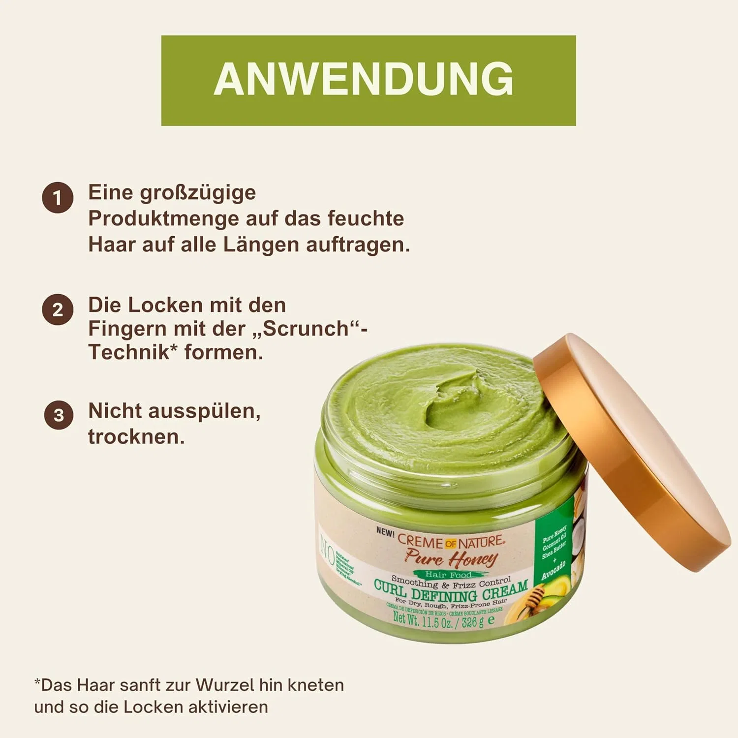 Крем для укладки кудрявых волос «Pure Honey Hair Food Avocado» от Creme of Nature, 326 мл Creme Of Nature — фото 4