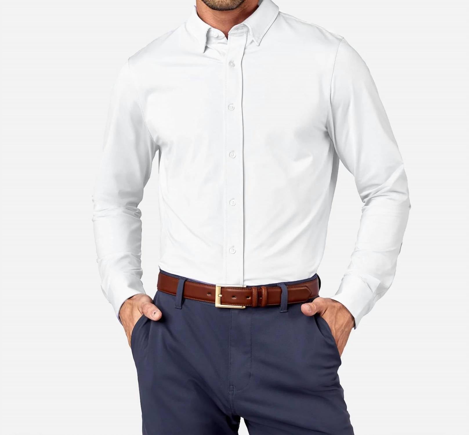 

Рубашка Commuter Slim Fit в ярко-белом цвете RHONE