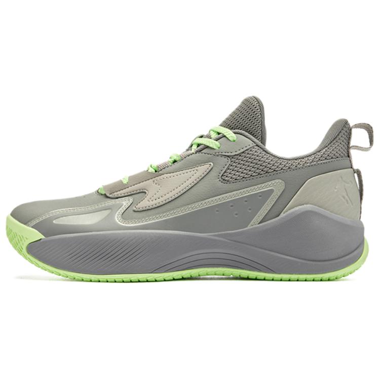 

QIAODAN Slip Resistant, Abrasion Resistant, Super Light Low top Basketball Shoes Men's Gray Green