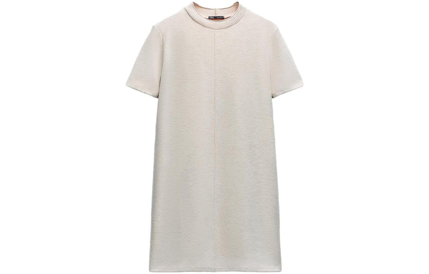 

Платье с короткими рукавами женское, бежевое Zara