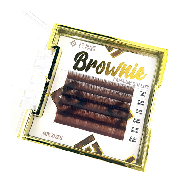 

Коричневые ресницы для наращивания, изгиб d, 12 мм, 1 упаковка. Looksus Lashes Brownie 0,07 medium brown