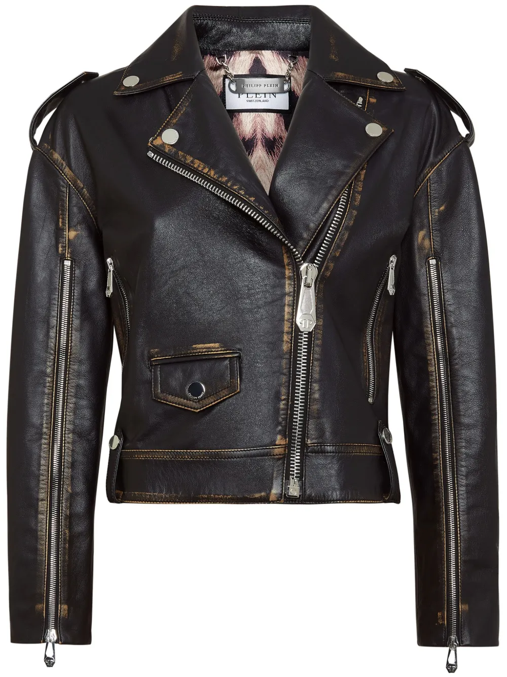 

Байкерская куртка с логотипом Philipp Plein, черный
