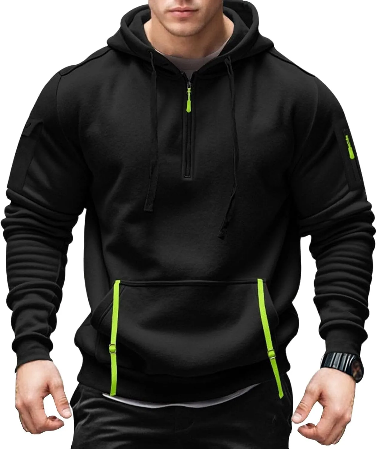 

Мужская тактическая толстовка с капюшоном и карманом-кенгуру VgueElegc