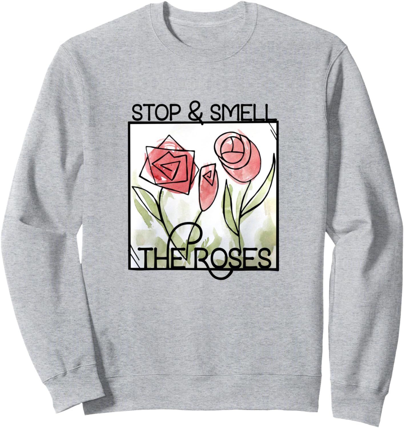 

Толстовка Stop and Smell the Roses Retro Red Rose Artwa, серая Garden Bubb